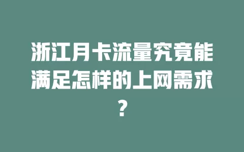 浙江月卡流量究竟能满足怎样的上网需求？