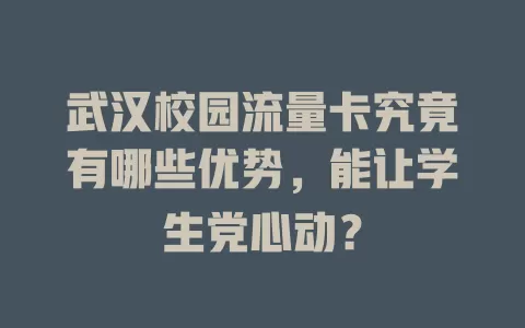 武汉校园流量卡究竟有哪些优势，能让学生党心动？