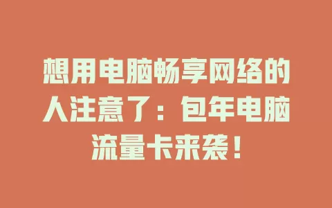 想用电脑畅享网络的人注意了：包年电脑流量卡来袭！