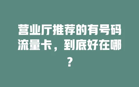 营业厅推荐的有号码流量卡，到底好在哪？