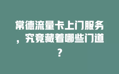 常德流量卡上门服务，究竟藏着哪些门道？