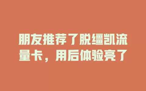 朋友推荐了脱缰凯流量卡，用后体验亮了