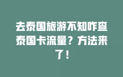 去泰国旅游不知咋查泰国卡流量？方法来了！