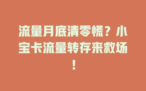 流量月底清零慌？小宝卡流量转存来救场！
