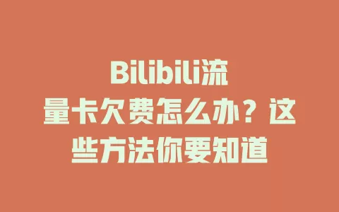 Bilibili流量卡欠费怎么办？这些方法你要知道