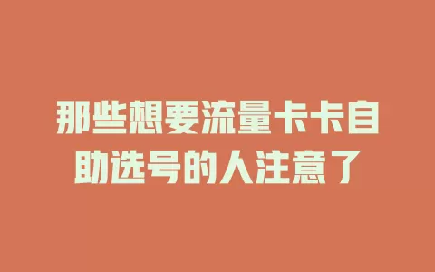 那些想要流量卡卡自助选号的人注意了