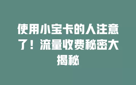 使用小宝卡的人注意了！流量收费秘密大揭秘