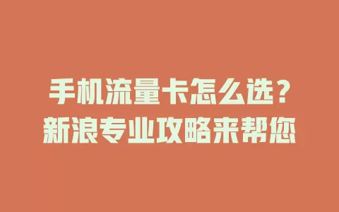 手机流量卡怎么选？新浪专业攻略来帮您
