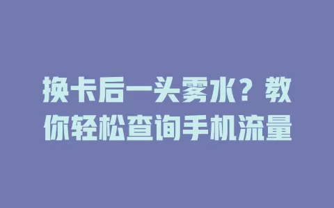 换卡后一头雾水？教你轻松查询手机流量