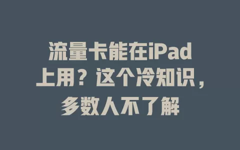 流量卡能在iPad上用？这个冷知识，多数人不了解