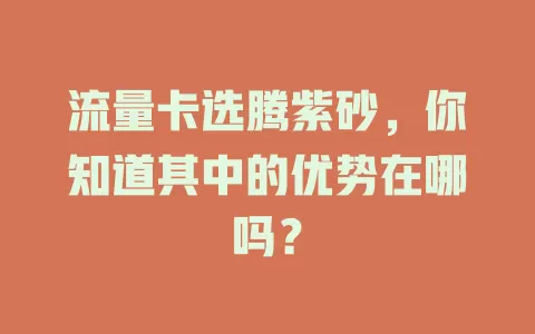 流量卡选腾紫砂，你知道其中的优势在哪吗？