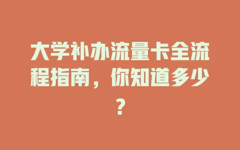 大学补办流量卡全流程指南，你知道多少？