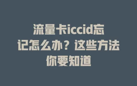 流量卡iccid忘记怎么办？这些方法你要知道