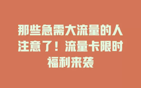 那些急需大流量的人注意了！流量卡限时福利来袭