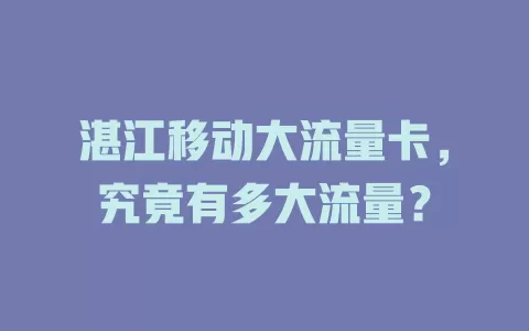 湛江移动大流量卡，究竟有多大流量？
