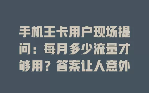 手机王卡用户现场提问：每月多少流量才够用？答案让人意外