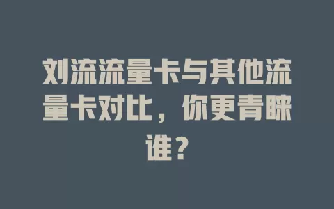 刘流流量卡与其他流量卡对比，你更青睐谁？