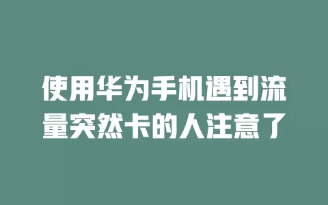 使用华为手机遇到流量突然卡的人注意了