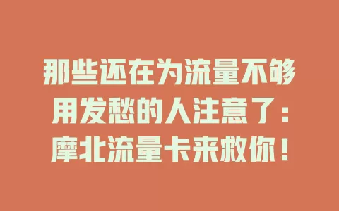 那些还在为流量不够用发愁的人注意了：摩北流量卡来救你！