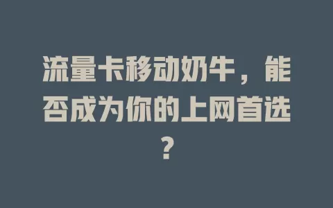 流量卡移动奶牛，能否成为你的上网首选？