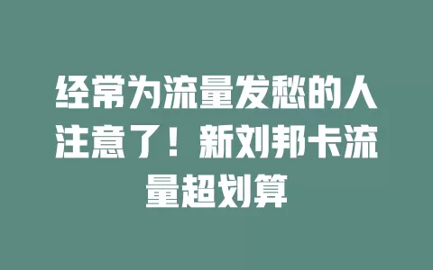 经常为流量发愁的人注意了！新刘邦卡流量超划算