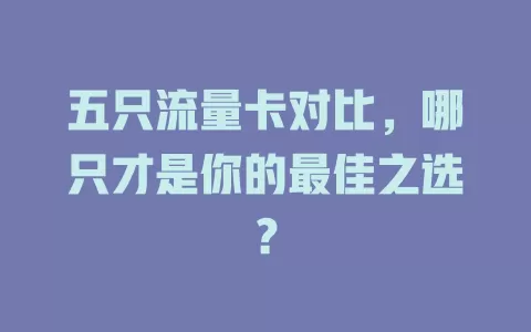 五只流量卡对比，哪只才是你的最佳之选？