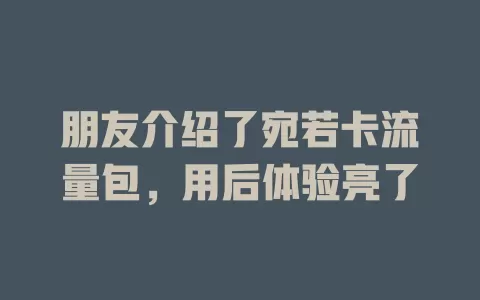 朋友介绍了宛若卡流量包，用后体验亮了
