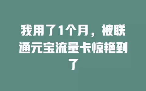 我用了1个月，被联通元宝流量卡惊艳到了