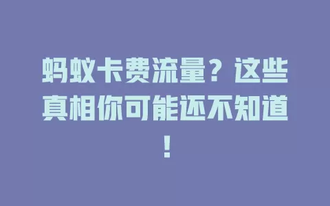 蚂蚁卡费流量？这些真相你可能还不知道！
