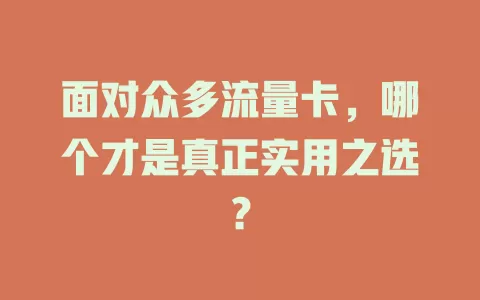 面对众多流量卡，哪个才是真正实用之选？