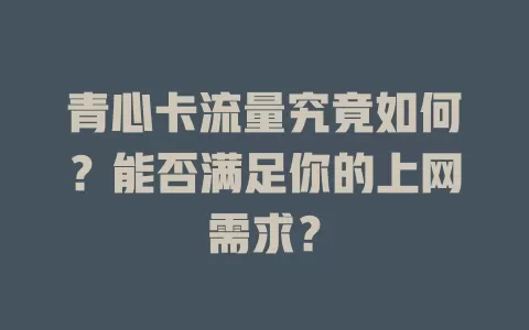 青心卡流量究竟如何？能否满足你的上网需求？