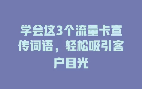 学会这3个流量卡宣传词语，轻松吸引客户目光