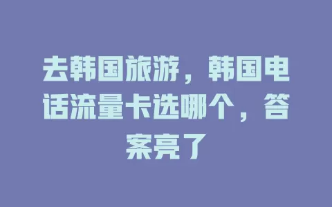 去韩国旅游，韩国电话流量卡选哪个，答案亮了