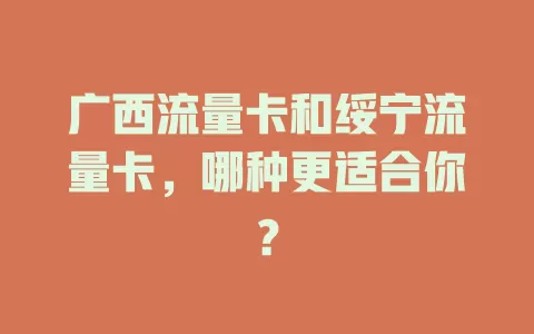 广西流量卡和绥宁流量卡，哪种更适合你？