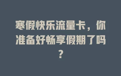 寒假快乐流量卡，你准备好畅享假期了吗？