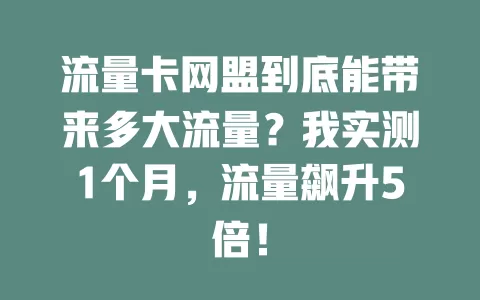 流量卡网盟到底能带来多大流量？我实测1个月，流量飙升5倍！