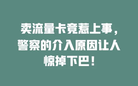 卖流量卡竟惹上事，警察的介入原因让人惊掉下巴！
