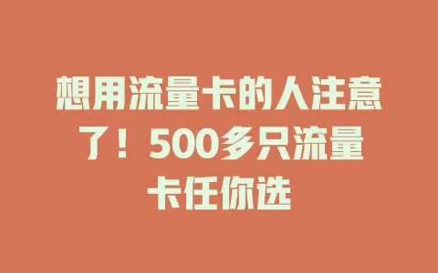 想用流量卡的人注意了！500多只流量卡任你选