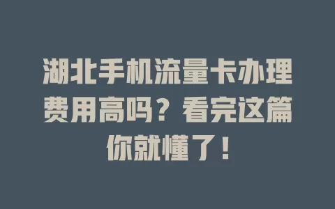 湖北手机流量卡办理费用高吗？看完这篇你就懂了！