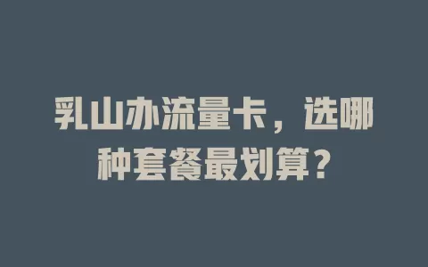 乳山办流量卡，选哪种套餐最划算？