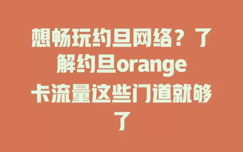 想畅玩约旦网络？了解约旦orange卡流量这些门道就够了