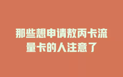 那些想申请敖丙卡流量卡的人注意了