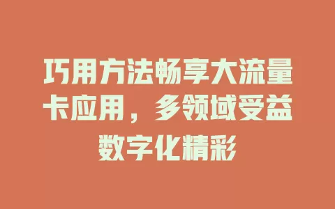 巧用方法畅享大流量卡应用，多领域受益数字化精彩
