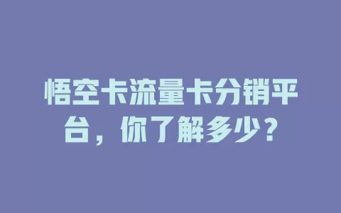 悟空卡流量卡分销平台，你了解多少？