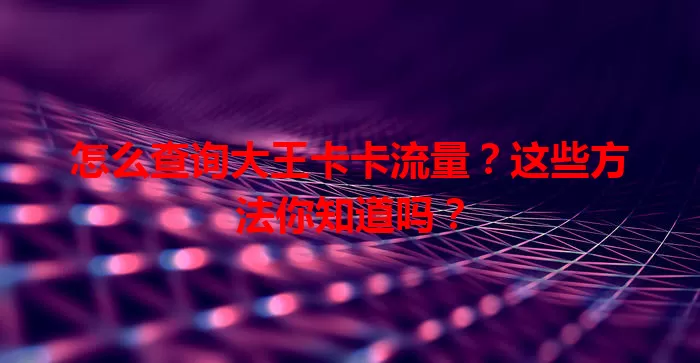 怎么查询大王卡卡流量？这些方法你知道吗？