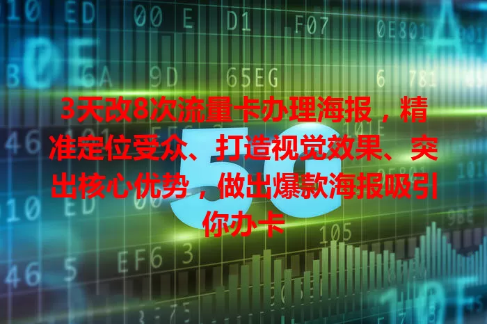 3天改8次流量卡办理海报，精准定位受众、打造视觉效果、突出核心优势，做出爆款海报吸引你办卡