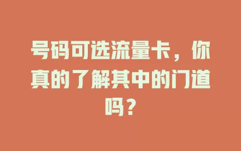 号码可选流量卡，你真的了解其中的门道吗？