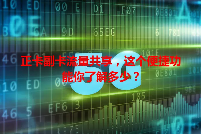 正卡副卡流量共享，这个便捷功能你了解多少？