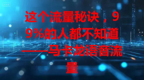 这个流量秘诀，99%的人都不知道——马卡龙语音流量