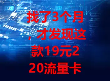 找了3个月，才发现这款19元220流量卡！价格超划算，网络稳又快，适配主流机，流量需求大的有福啦，快告别流量烦恼！